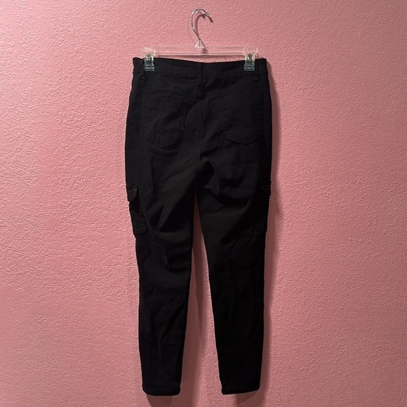 ELITE JEANS Women’s Black Cargo Stretchy Jeans Size 5/27 - Picture 2 of 4